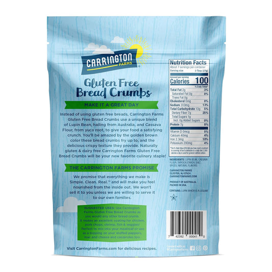 Carrington Farms - Gluten Free Bread Crumbs - Made with Lupin Bean and Cassava - Italian Seasoned