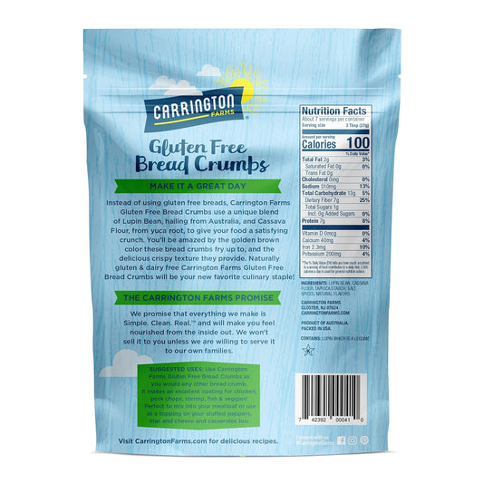 Carrington Farms - Gluten Free Bread Crumbs - Made With Lupin Bean And Cassava - Italian Seasoned
