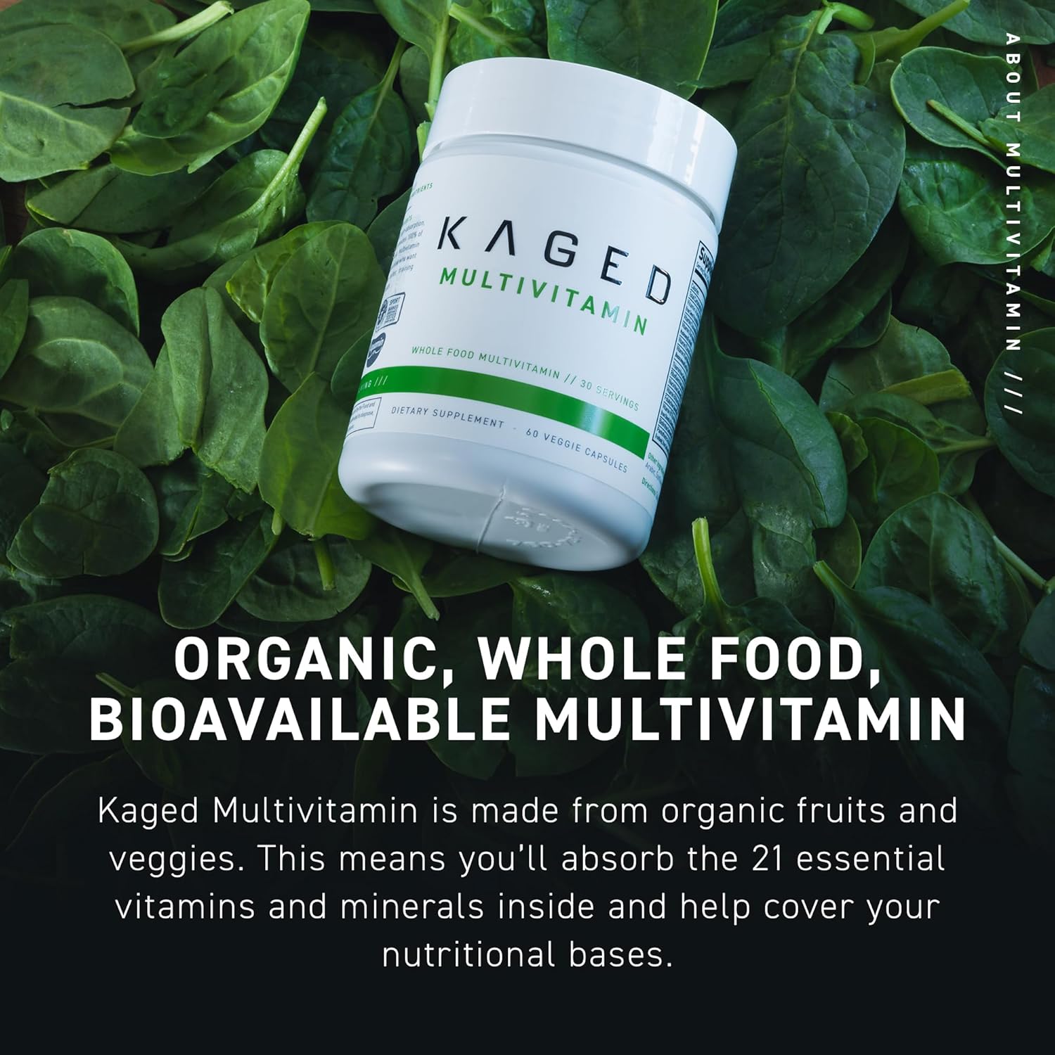 Kaged Multivitamin with Whole Foods | Organic Fruits & Veggies | Plant Based | Vegan Multivitamin for Women and Men | Vitamin C, D, E, B12 | 60 Servings : Health & Household