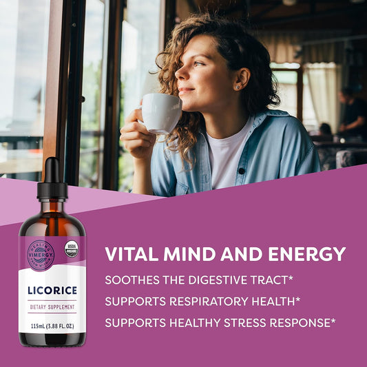 Vimergy Usda Organic Licorice Root Extract, 57 Servings – Alcohol Free Licorice Root Drops – Supports Digestive System & Respiratory Health - Gluten-Free, Non-Gmo, Vegan & Paleo Friendly (115 Ml)