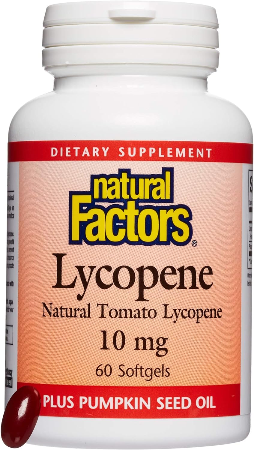 Natural Factors, Lycopene 10 Mg, Antioxidant Support To Help Reduce Free Radical Damage With Pumpkin Seed, 60 Softgels (60 Servings)