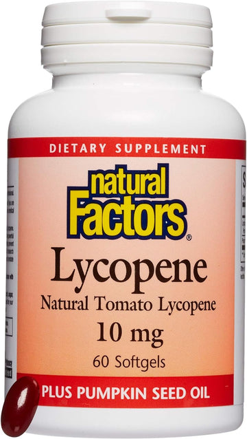 Natural Factors, Lycopene 10 Mg, Antioxidant Support To Help Reduce Free Radical Damage With Pumpkin Seed, 60 Softgels (60 Servings)