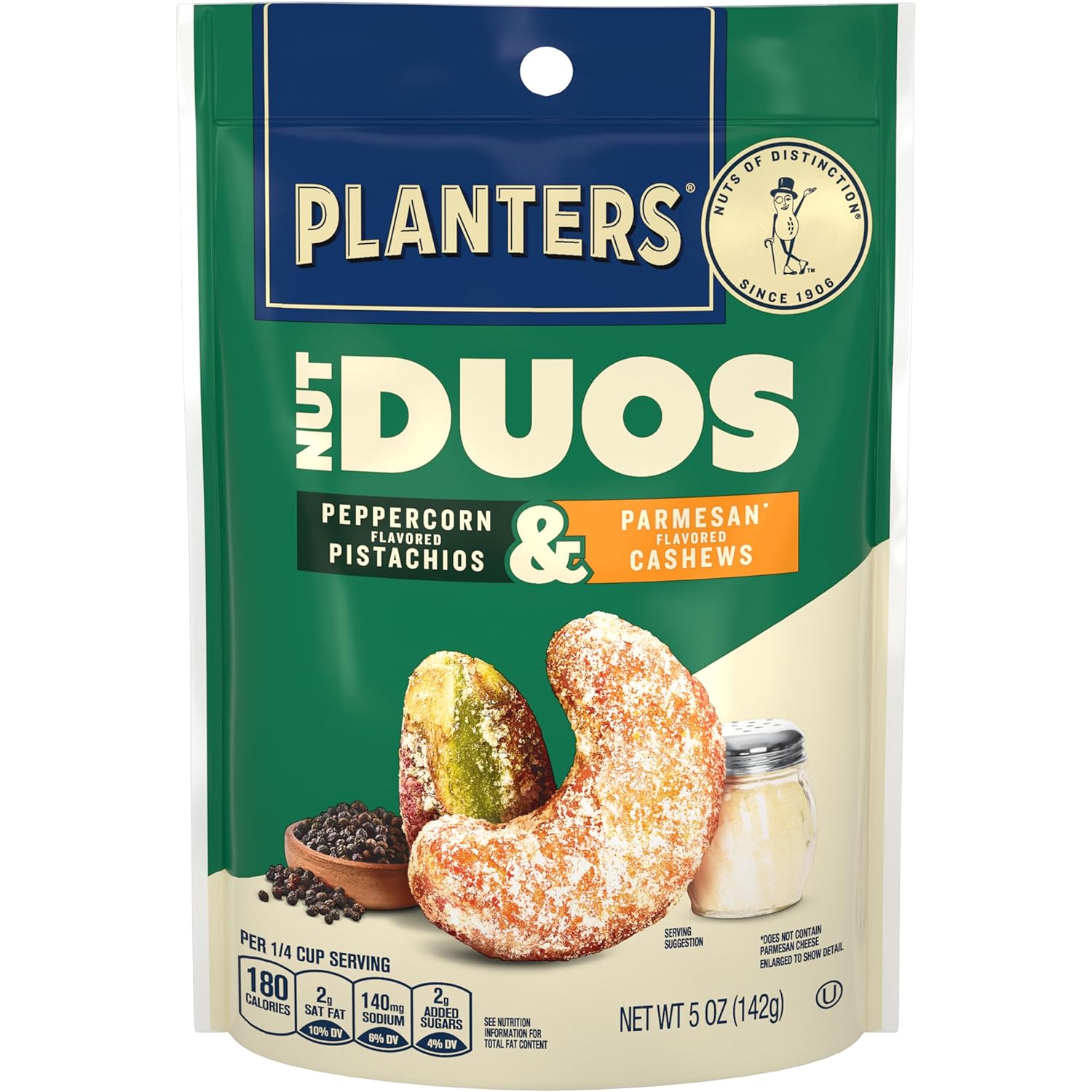 Planters Nut Duos Peppercorn Pistachio & Parmesan Cashews 5 Oz