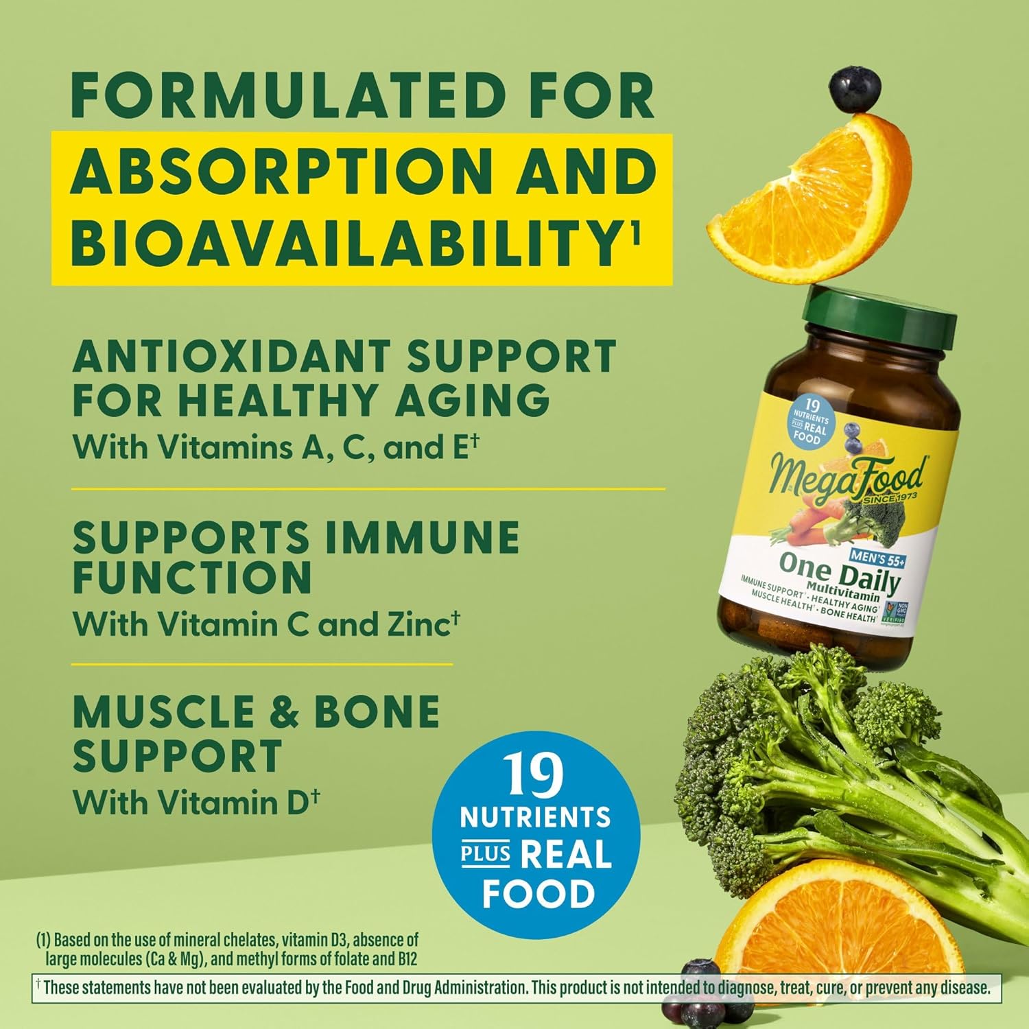 Megafood Men'S 55+ One Daily - Multivitamin For Men With Vitamin B12, C, D & Zinc - Optimal Aging & Immune Support Supplement - Vegetarian - Made Without 9 Food Allergens - 90 Tabs : Health & Household