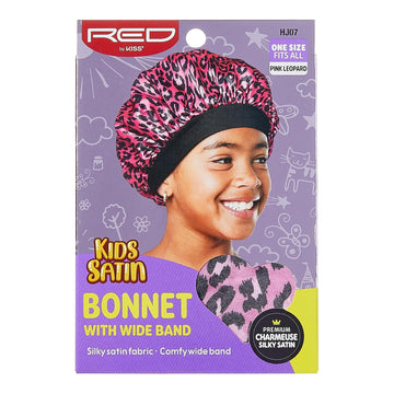 Red By Kiss Kids Satin Bonnet With Wide Band, Sleep Cap For Kids, Bonnet For Boys And Girls (Heart)