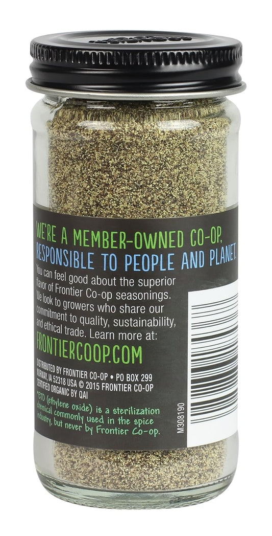 Frontier Co-Op Organic Fine Ground Black Pepper, 1.8 Ounce Bottle, Full-Bodied Flavor And Aroma, Kosher