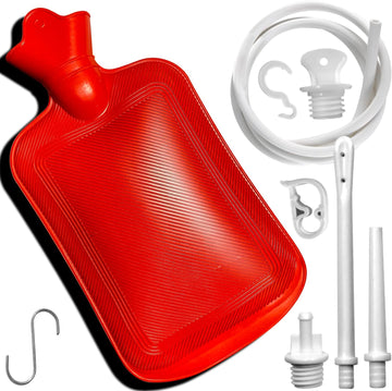 2 Quart Home Enema Bag Kit with Hose Enema Tips and Controllable Water Flow Clamp- Enema Bag for Colon Cleansing Enemas?Red?