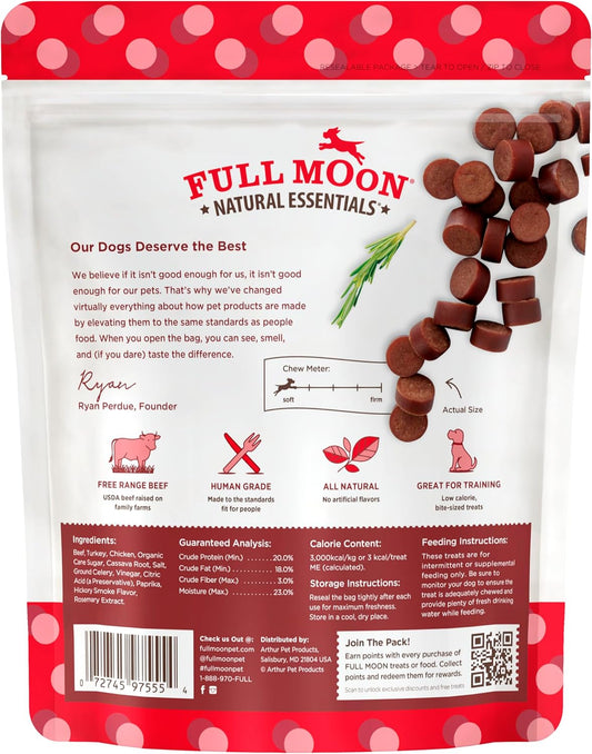 Full Moon All Natural Human Grade Dog Treats, Essential Beef Savory Bites, 14 Ounce