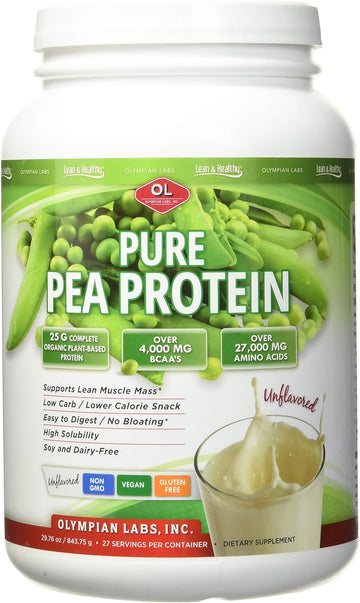 Olympian Labs Plant Based Pea Protein Powder, Unflavored - 25g of Prot
