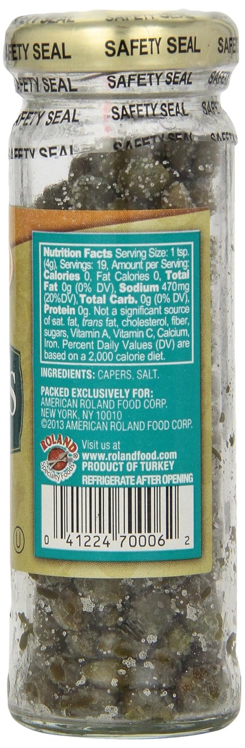 Roland Foods Surfine Capers In Salt, Specialty Imported Food, 2.65-Ounce Jar