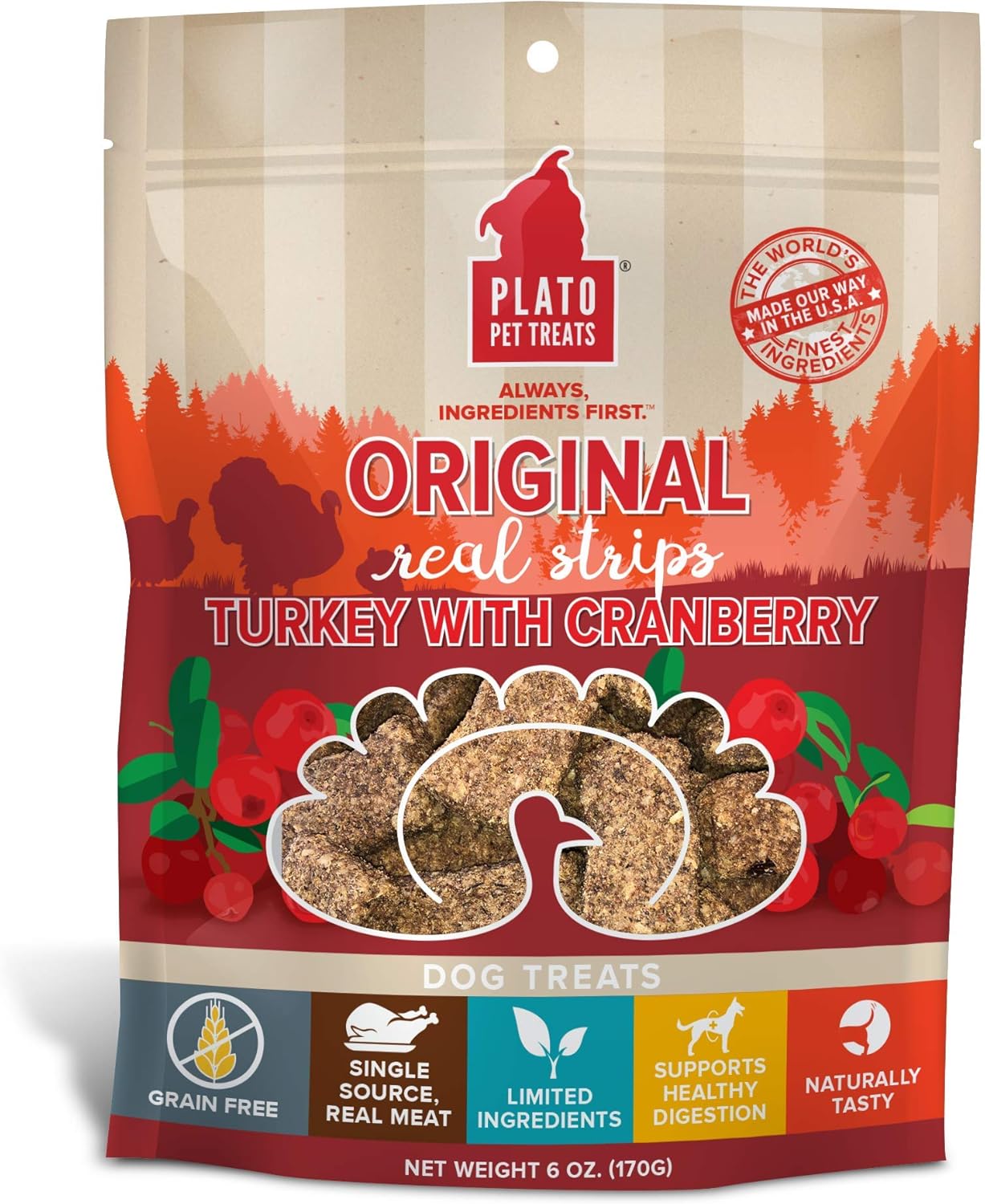 Plato Original Real Strips Turkey & Cranberry 6Oz