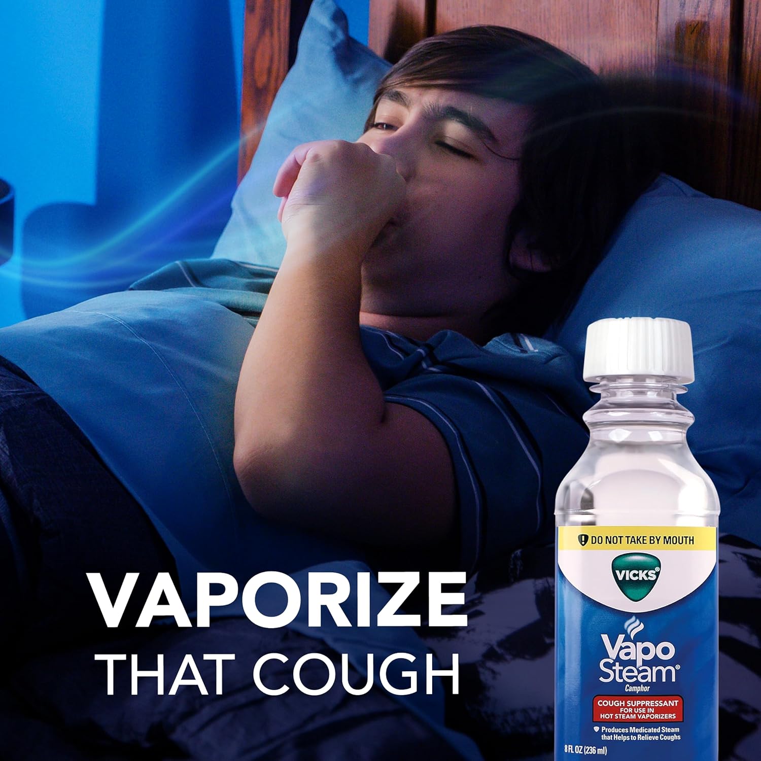 Vicks Vaposteam Medicated Liquid With Camphor, A Cough Suppressant, Helps Relieve Coughing, For Use In Vicks Vaporizers And Humidifiers, Fsa And Hsa Eligible, 8 Oz