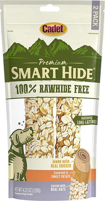 Cadet Smart Hide Rawhide Free Dog Treats – Oat Coated, 2 Count