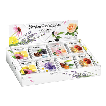 Bigelow Benefits Wellness Tea Collection, Variety Gift Box Sampler, 64 Tea Bags, (Pack Of 1