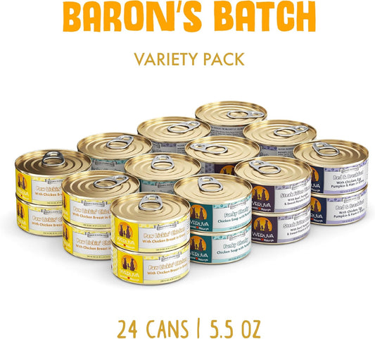 Weruva Classic Dog Food, Variety Pack, Baron'S Batch, Wet Dog Food, 5.5Oz Cans (Pack Of 24)