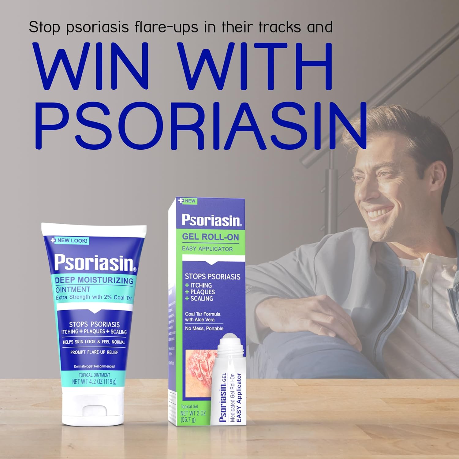 Psoriasin Gel Roll-On - 1.25% Coal Tar - Medicated Multi-Symptom Treatment - Stops Psoriasis Itching, Plaques And Scaling - 2 Oz : Health & Household