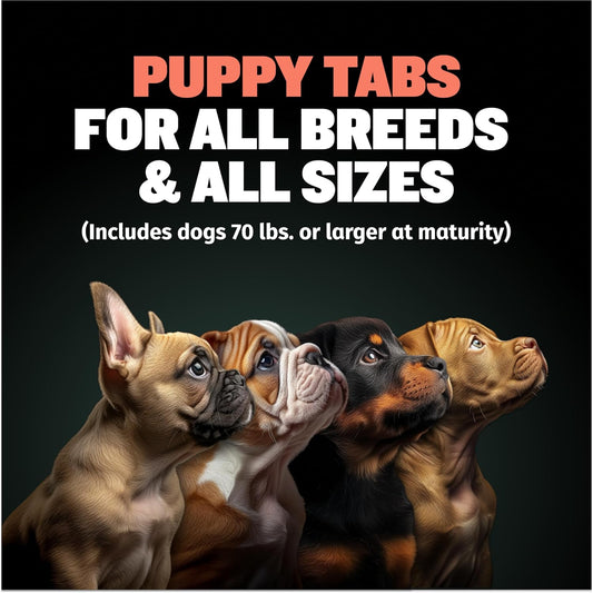 Bully Max 2-In-1 Puppy Vitamins - 30 Chewable Tablets For Development And Growth Of Puppies - Dog Vitamin Tablet Supplements For Small Dogs, Large Breed Pups And Growing Dogs (Feed 1-2 Tabs Per Day)