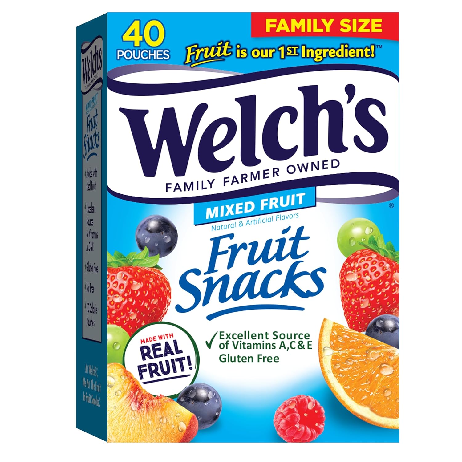 Welch'S Fruit Snacks, Mixed Fruit, Perfect Halloween Candy Bulk Pack, Gluten Free, Individual Single Serve Bags, 0.8 Oz (Pack Of 40)