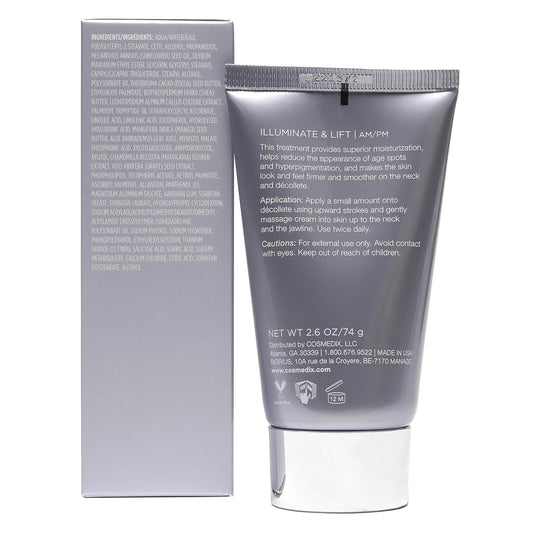 Cosmedix Illuminate & Lift Neck Cream- Age-Defying Moisturizer For Firming, Smoothing & Reducing Hyperpigmentation- Advanced Décolleté Skincare With Conditioning Formula- Age Spot Reduction, 1.7 Oz