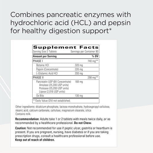 Integrative Therapeutics Panplex 2-Phase - Stomach And Intestinal Tract Digestion Support Supplement With Digestive Enzymes, Pepsin And Betaine Hcl* - 180 Tablets