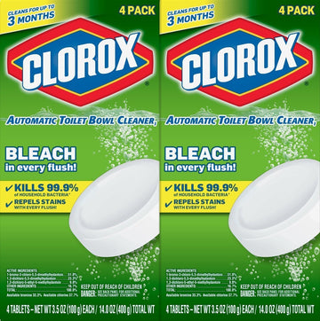 Clorox Ultra Clean Toilet Tablets Bleach 4 Count, 3.5 Ounces (Pack Of 2) (Package May Vary)