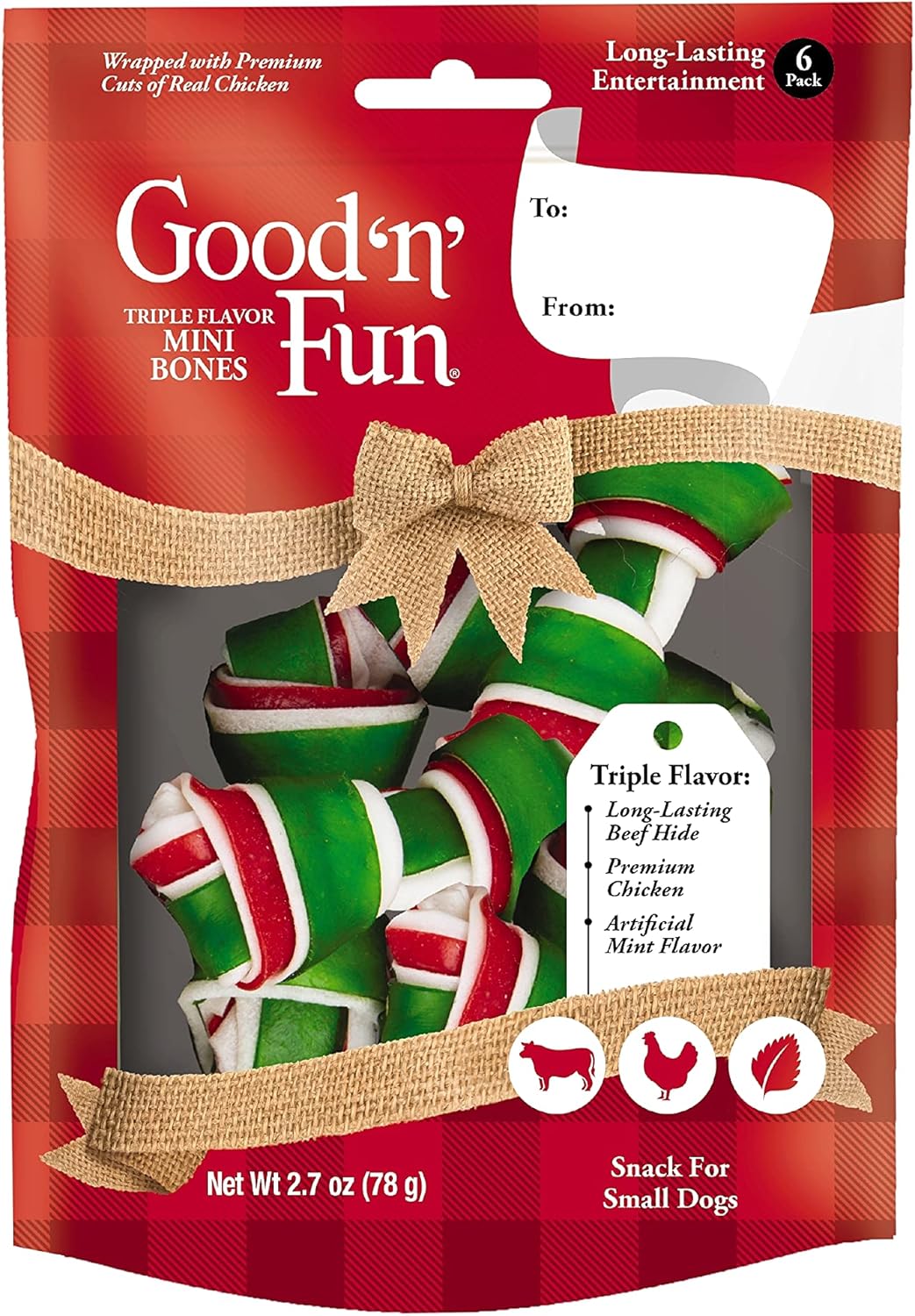 Good 'N' Fun Good'N'Fun Holiday Chicken & Mint Mini Bones 6Ct