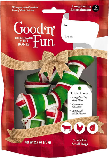 Good 'N' Fun Good'N'Fun Holiday Chicken & Mint Mini Bones 6Ct