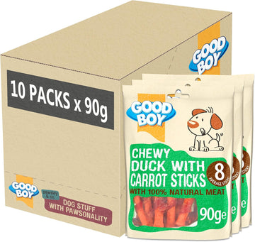 Good Boy - Chewy Duck With Carrot Sticks - Dog Treats - Made With 100% Natural Duck Breast Meat - 90 Grams E - Rawhide Free Dog Treats - Case Of 10
