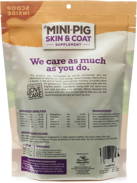 Manna Pro Mini Pig Skin & Coat Supplements | Contains Flaxseed, Biotin & Vitamin E | 1 Pound