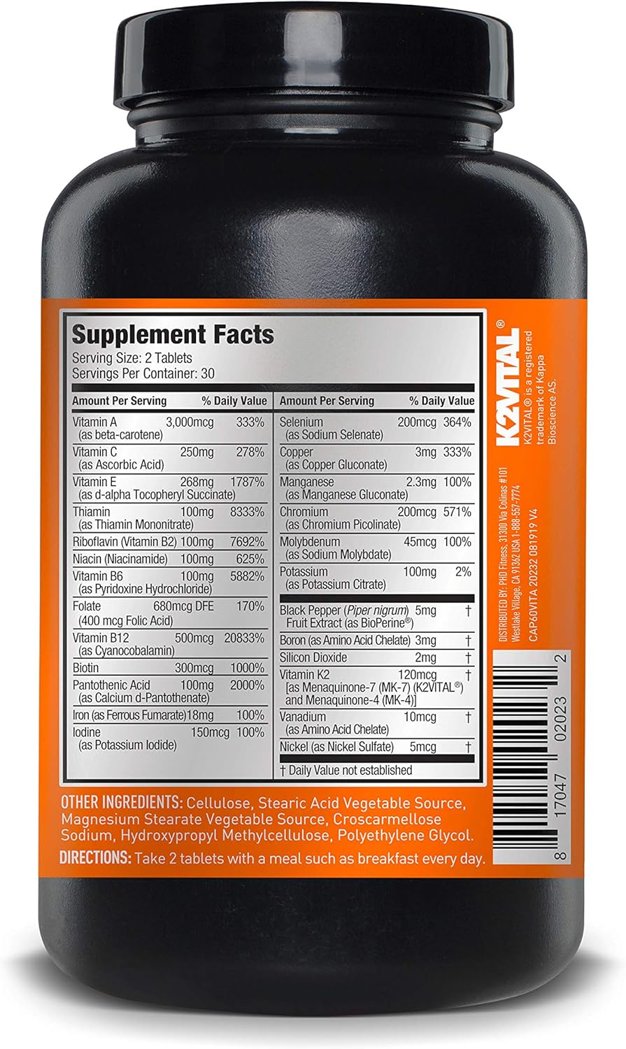 Jym Supplement Science Vita Jym Sports Multivitamin & Mineral Support, Vitamin A, C, B6, B12, E, K, Boron, Biotin, Potassium 60 Tablets : Health & Household