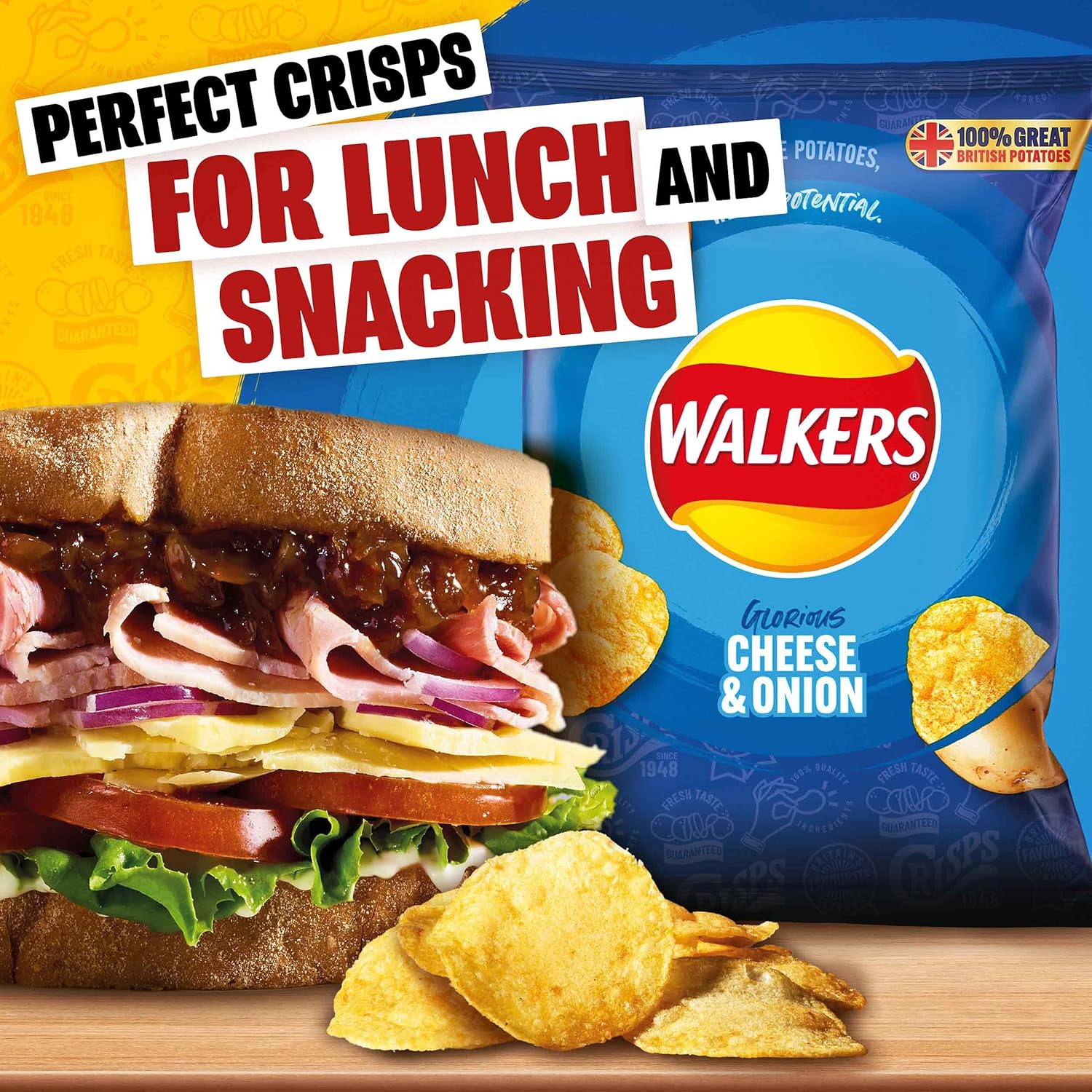 Walkers Classic Variety Crisps Box, Ready Salted, Cheese and Onion, Salt and Vinegar, Prawn Cocktail, 60 Count (Pack of 1) : Amazon.co.uk: Grocery