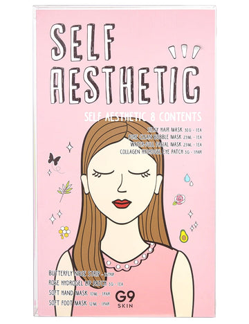 Self-Aesthetic Contents Mask Sheet Series 8-Piece Set | Beauty Kit Hair Mask Eye Patch Nose Strip Lip Patch Bubble Mask Hand Mask Foot Mask Spa Kit For Women Gift Set | Travel Skincare Set