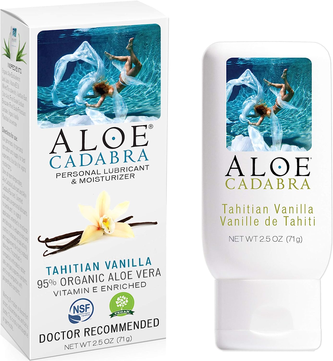 Aloe Cadabra Natural Water Based Personal Lube, Organic Lubricant for Her, Him & Couples, 2.5 oz Vanilla Flavored, 2.5 Ounce (Pack of 1)