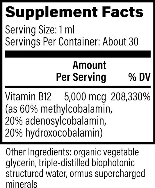 Global Healing Vitamin B12 Tri-Blend, 5000 Mcg Organic Sublingual Liquid Vitamin Drops | Methylcobalamin & Adenosylcobalamin & Hydroxo Blend For Long-Lasting Energy And Heart Health (1 Oz)