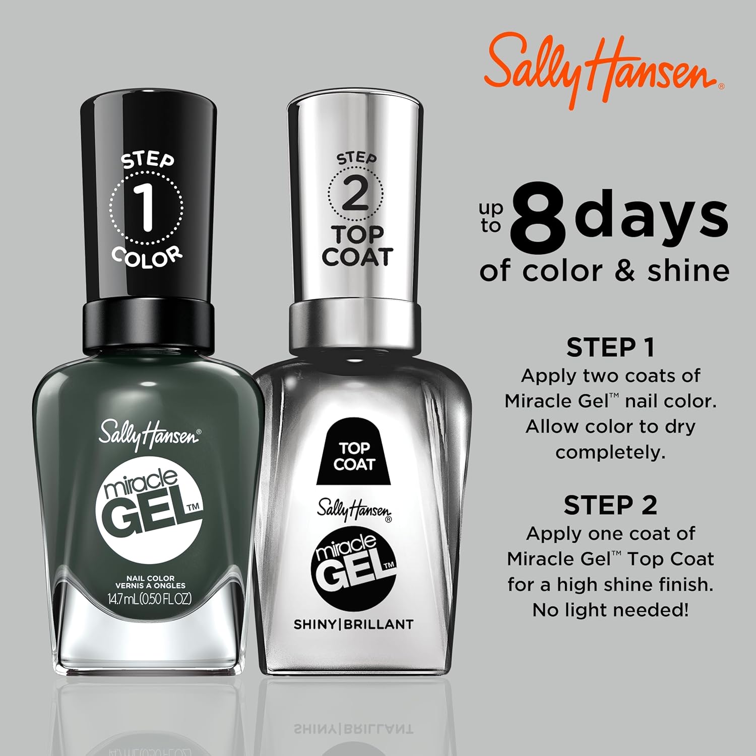 Sally Hansen Miracle Gel™, Leaf Me Be, Long Lasting, Gel-Like Formula, No UV Lamp Needed, Green Nail Polish : Beauty & Personal Care