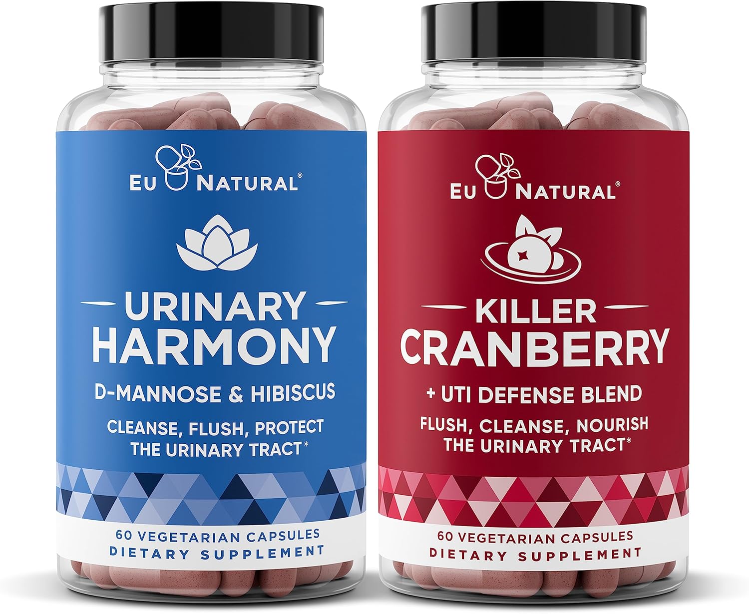 Urinary Tract Supplement Duo, Urinary Harmony + Killer Cranberry, Ut Defense Blends, D-Mannose & Hibiscus + Cranberry, Pine Bark, Propolis & Vitamin D, Clinical Strength Ingredients, 2 X 60 Ct