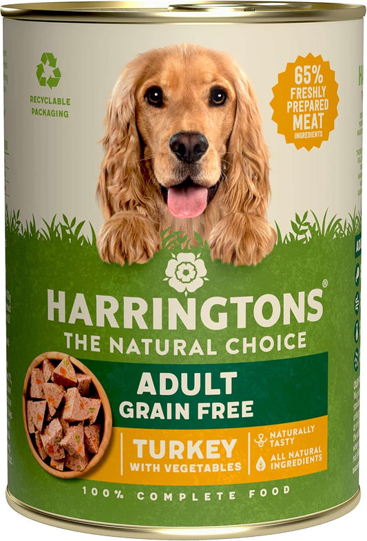 Harringtons Complete Wet Can Grain Free Hypoallergenic Adult Dog Food Turkey & Veg 6x400g - Made with All Natural Ingredients?HARRCANT-400