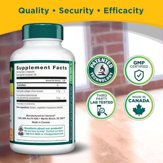 Genacol Plus – Glucosamine And Collagen Supplement, Ultra-Hydrolyzed Collagen Peptides, Eases Joint Movement, Maintains Cartilage, 90 Capsules (30-Day Supply)