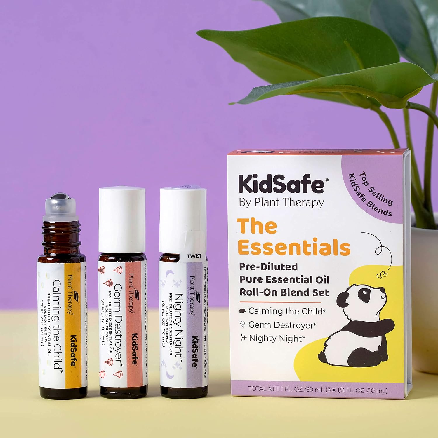 Plant Therapy KidSafe Essentials Roll-On Set 100% Pure, Therapeutic Grade Essential Oils Diluted in Coconut Oil 10 mL (1/3 oz) Each : Health & Household