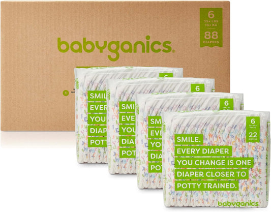 Babyganics Size 6, 88 Count, Absorbent, Breathable, Triple Dry Protection Diapers