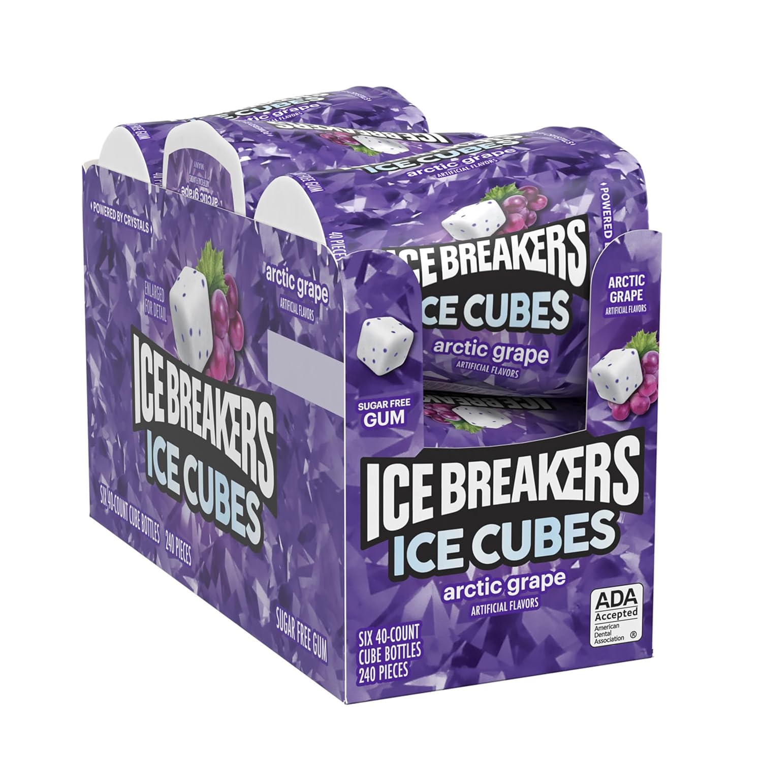 Ice Breakers Ice Cubes Arctic Grape Sugar Free Chewing Gum Bottles, 3.24 Oz (6 Count, 40 Pieces)