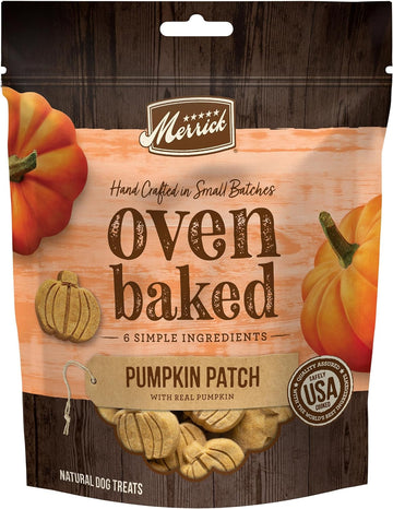 Merrick Oven Baked Dog Treats, Natural And Crunchy Bag Of Treats, Pumpkin Patch With Real Pumpkin Snack - 11 Oz. Bag