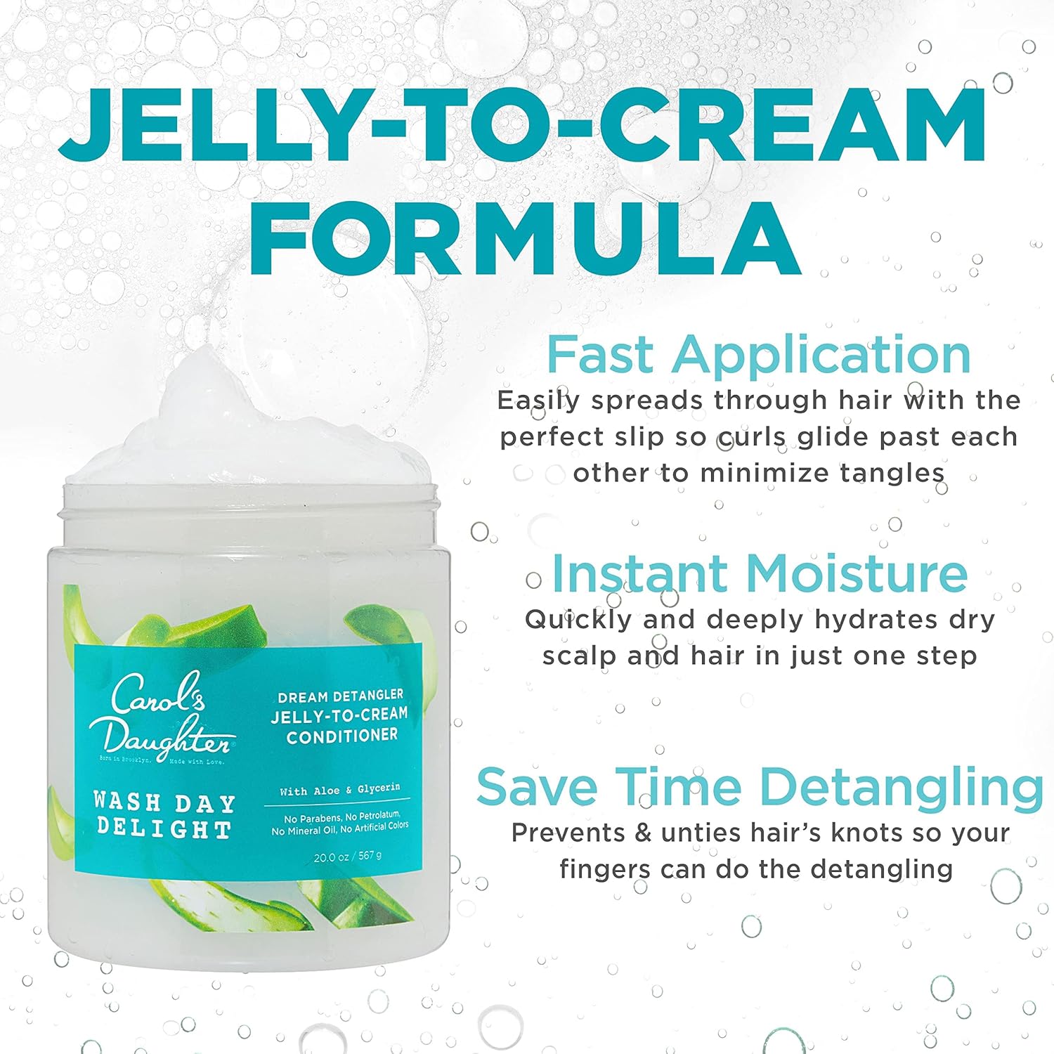 Carol’s Daughter Wash Day Delight Detangling Jelly-To-Cream Conditioner with Glycerin and Aloe, Paraben-Free for Moisture, Hydration and Shine, Moisturizing, Curly Hair , 20 Oz : Beauty & Personal Care