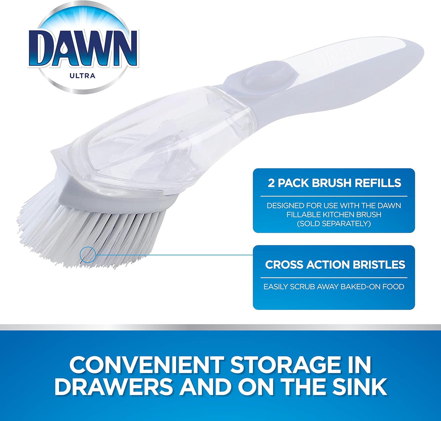 Dawn Fillable Sponge, 2 Count, White