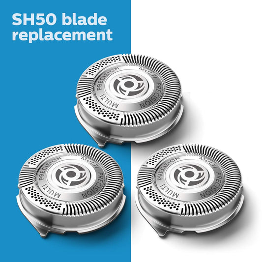 Philips Norelco Sh50/52 Shaving Heads, Compatible With Philips Shavers Series 5000 And 6000, Powerful Performance, Self-Sharpening, 3 Pieces, Model Sh50/52 Replaces Model Hq9/50, Hq56/50 And Rq11/50