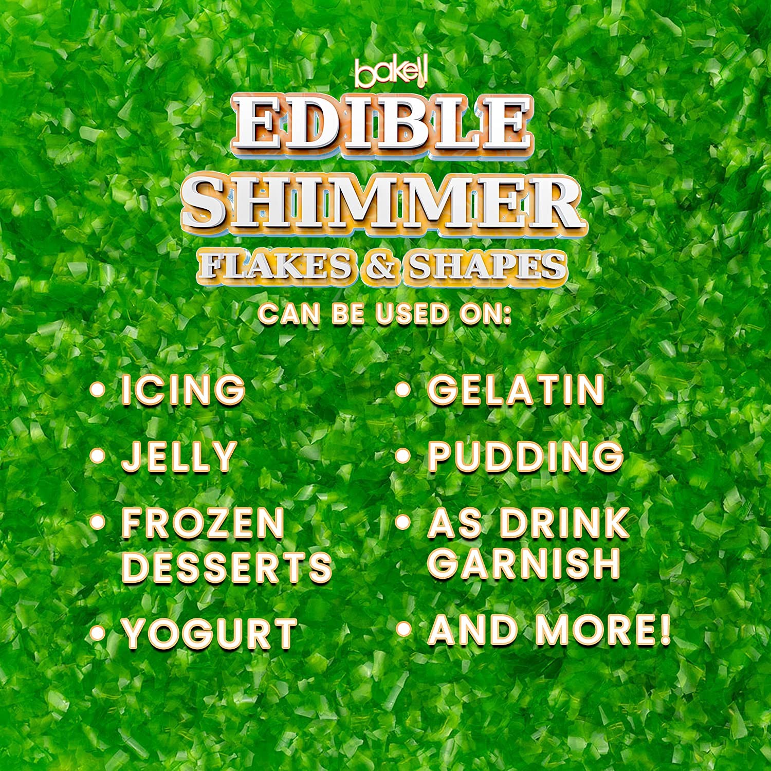 Bakell Edible Glitter Flakes | Vegan White Edible Shimmer Flakes | Kosher Certified | Halal Certified | 100% Edible & Food Grade | Cakes, Cupcakes, Decoration (White, 50G) : Grocery & Gourmet Food