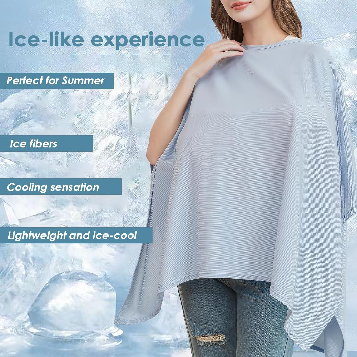 Zdolmy Cooling Knit Nursing Cover For Baby Breastfeeding, Cozy Swaddle, Breathable And Soft, 360° Full Privacy Breastfeeding Coverage, Baby Shower Gifts For Boy&Girl (Blue)