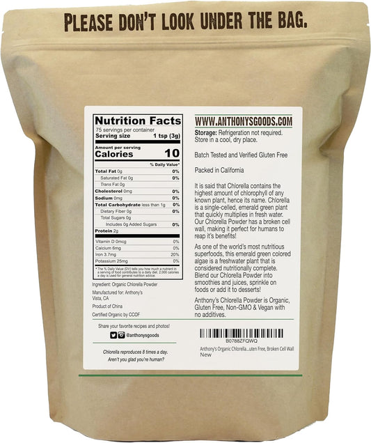 Anthony'S Organic Chlorella Powder, 8 Oz, Non Gmo, Gluten Free, Broken Cell Wall