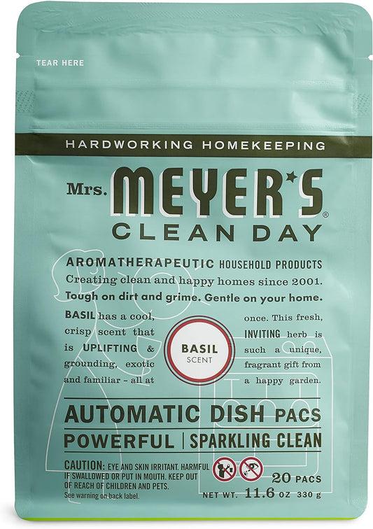 MRS. MEYER'S CLEAN DAY Automatic Dishwasher Pods, Basil, 20 Count