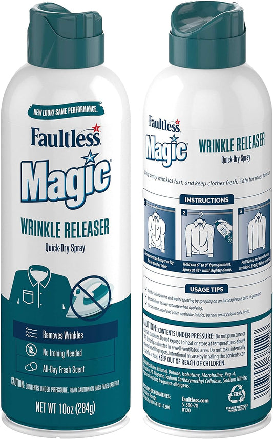 Magic Wrinkle Releaser (4 Pack) Say No to Ironing, Perfect for Travelers, Moms or those On The Go, Static Electricity Remover + Fabric Refresher + Odor Eliminator + Wrinkle Remover, Fresh Scent